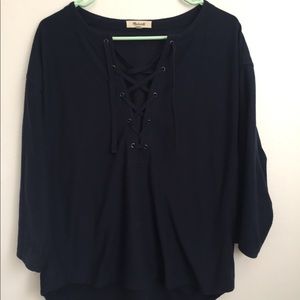 Madewell Libra Lace Up Long Sleeve Shirt